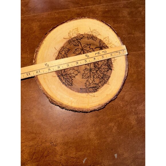 Rustic Wooden Leaf Engraved Decor Platter - Picture 4 of 7